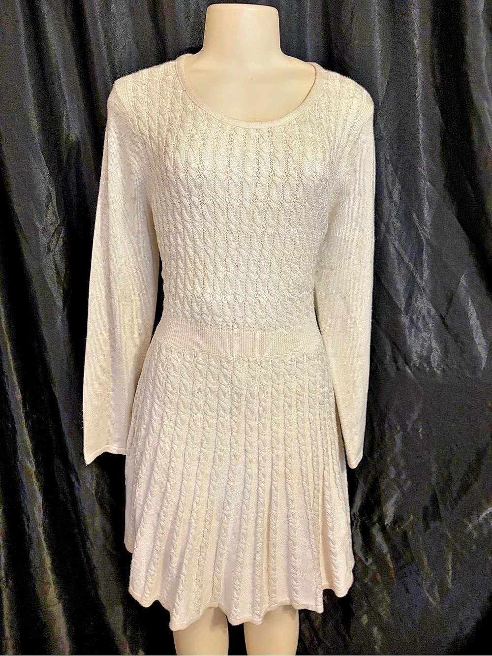 Calvin Klein Cable Knit Mini Dress in Cream Like New